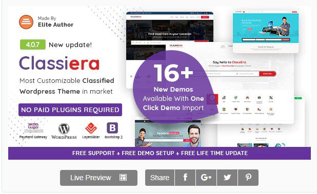 Classiera – WordPress тема Доски объявлений имеет интеграцию с Woocommerce, а это значит доступные шлюзы оплаты.