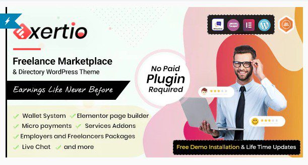 Exertio - тема WordPress для рынка фрилансеров