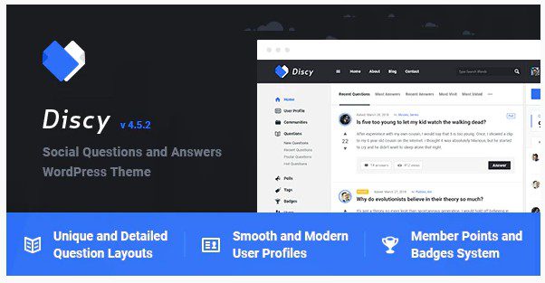 Discy - тема WordPress для соц вопросов и ответов - сайт отзывов