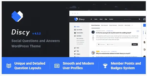 Discy - тема WordPress для соц вопросов и ответов - сайт отзывов