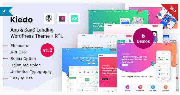 Kiedo - App & SaaS Landing Тема WordPress