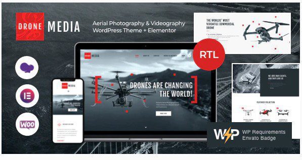 Drone Media - Elementor WordPress тема для аэрофотосъемки и видеосъемки