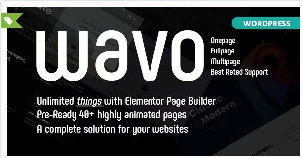 Wavo - это чистый и новый бестселлер, многоцелевой конструктор страниц Elementor, основанный на простом в использовании / простом творческом агентстве и теме портфолио для творческого агентства