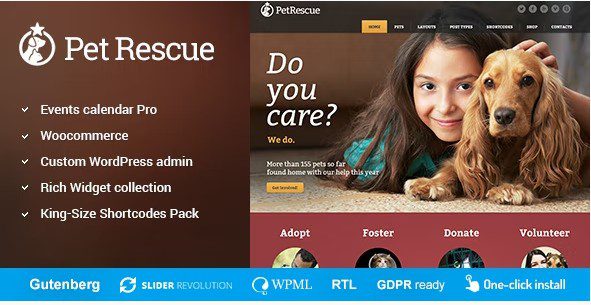 Pet Rescue - Wordpress тема для животных. Приют животных.