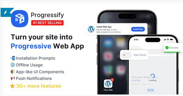 СКАЧАТЬ - Progressify - веб-приложение (PWA) для WordPress - создание сайта для мобильных устройств на русском языке