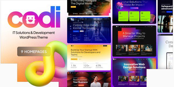 Codi – это универсальная и многофункциональная тема WordPress, разработанная специально для сферы IT-услуг, включая кибербезопасность, SaaS, создание программного обеспечения, веб- и мобильных приложений, дата-центры и IT-консультирование.